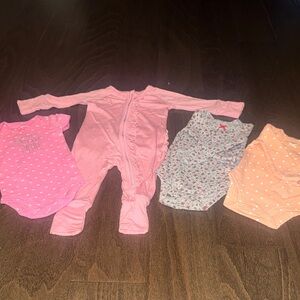 Assorted Bundle- Size Newborn Pink,Gray and Orange Kids One Piece Set